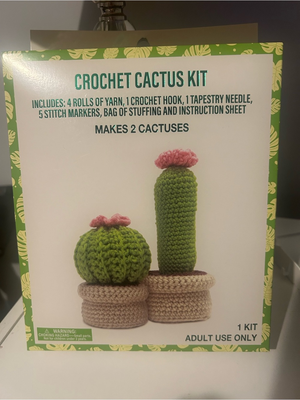 Crochet Cactus Kit - Green and Pink - Home Accents